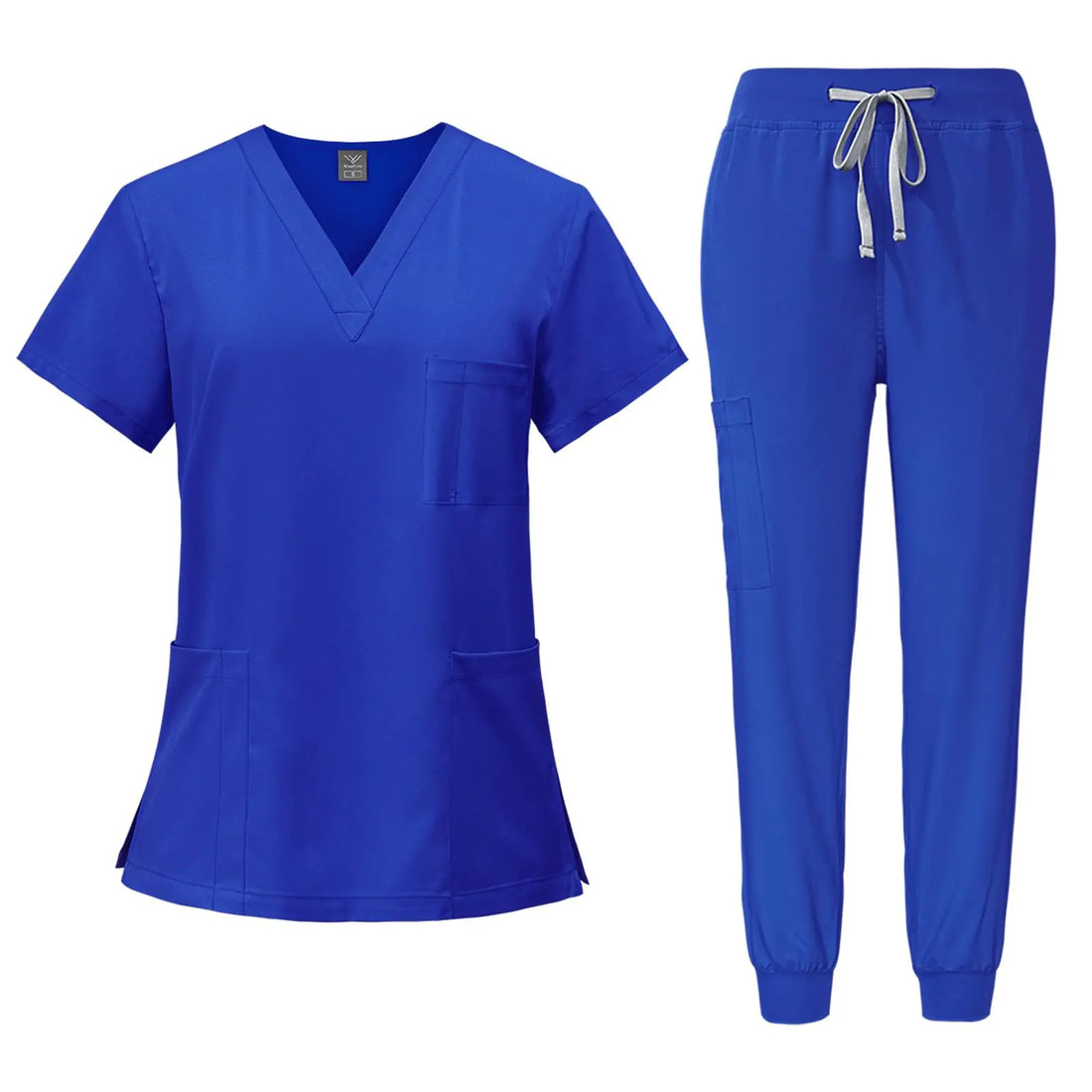 Christmas Scrub Tops Women Medical Scrubs Scrubs Set Workwear Matching Elastic Waist Pants T-Shirts Womens Scrubs Set Nurse Scrubs for Women Set Scrubs for Women Set(1-Royal BlueMedium)