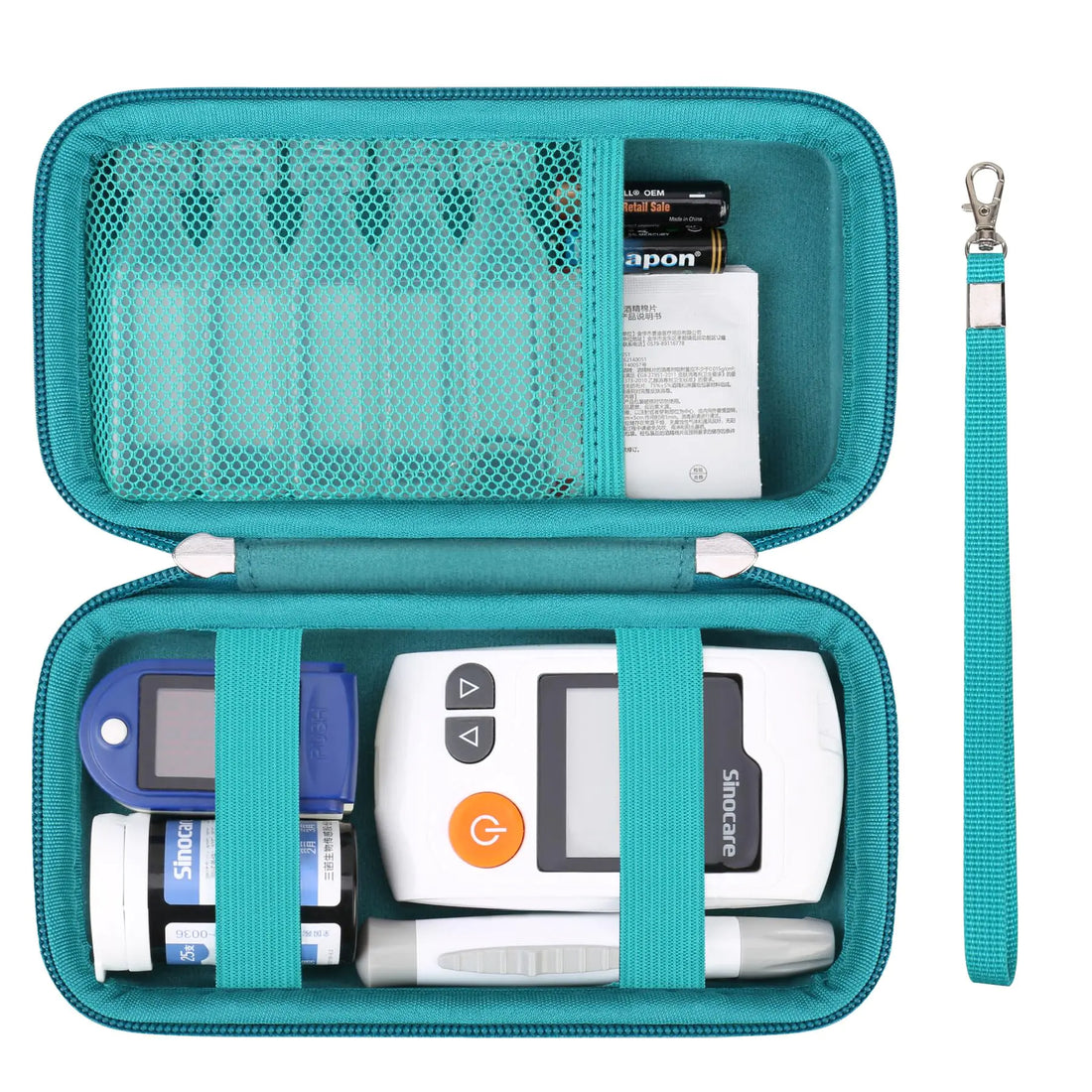 Supmay Diabetic Supplies Hard Case Diabetic Supply Organizer Bag Carrying Case for Diabetes Testing Kit Blood Glucose Monitor with Blood Sugar Glucometer Test Strips Lancing Device LancetsGreen+Green