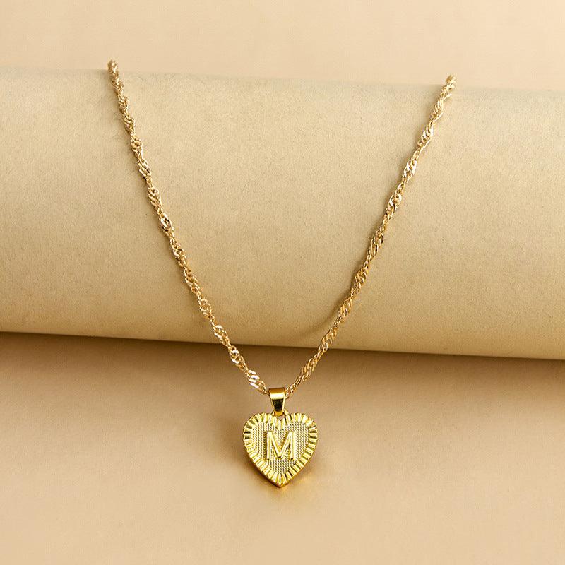 Initial Letter Heart Pendant Necklace