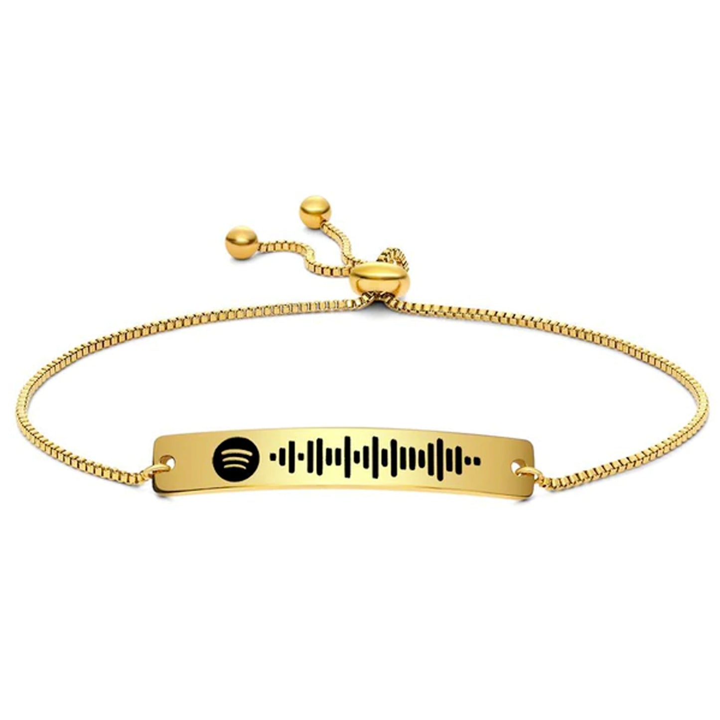 Scannable Spotify Code Bracelet Engraved Bar Bracelet Golden Color Gifts