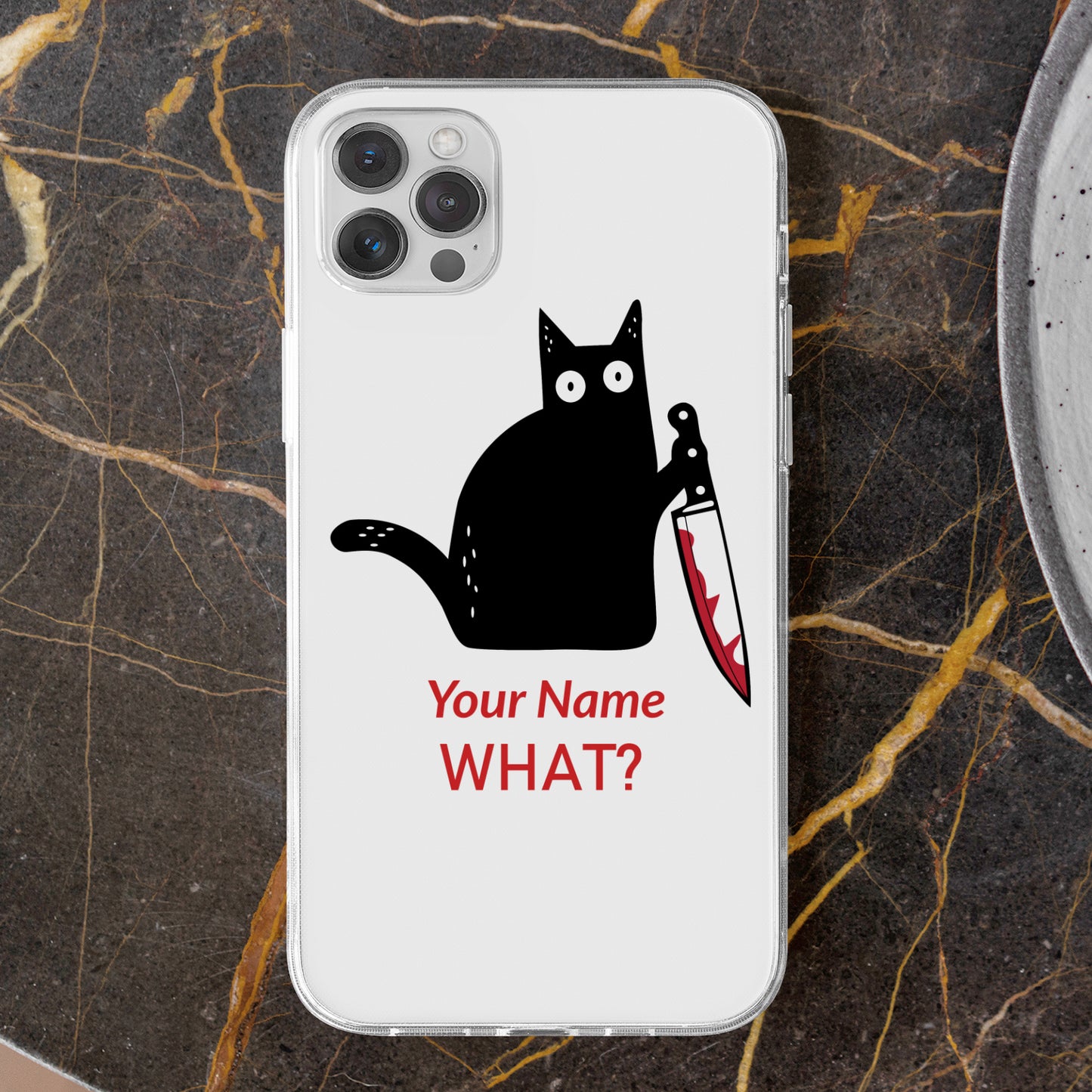 Customized iPhone 11 Pm Phone Case | TPU, Black cat, Personalized Halloween Gifts