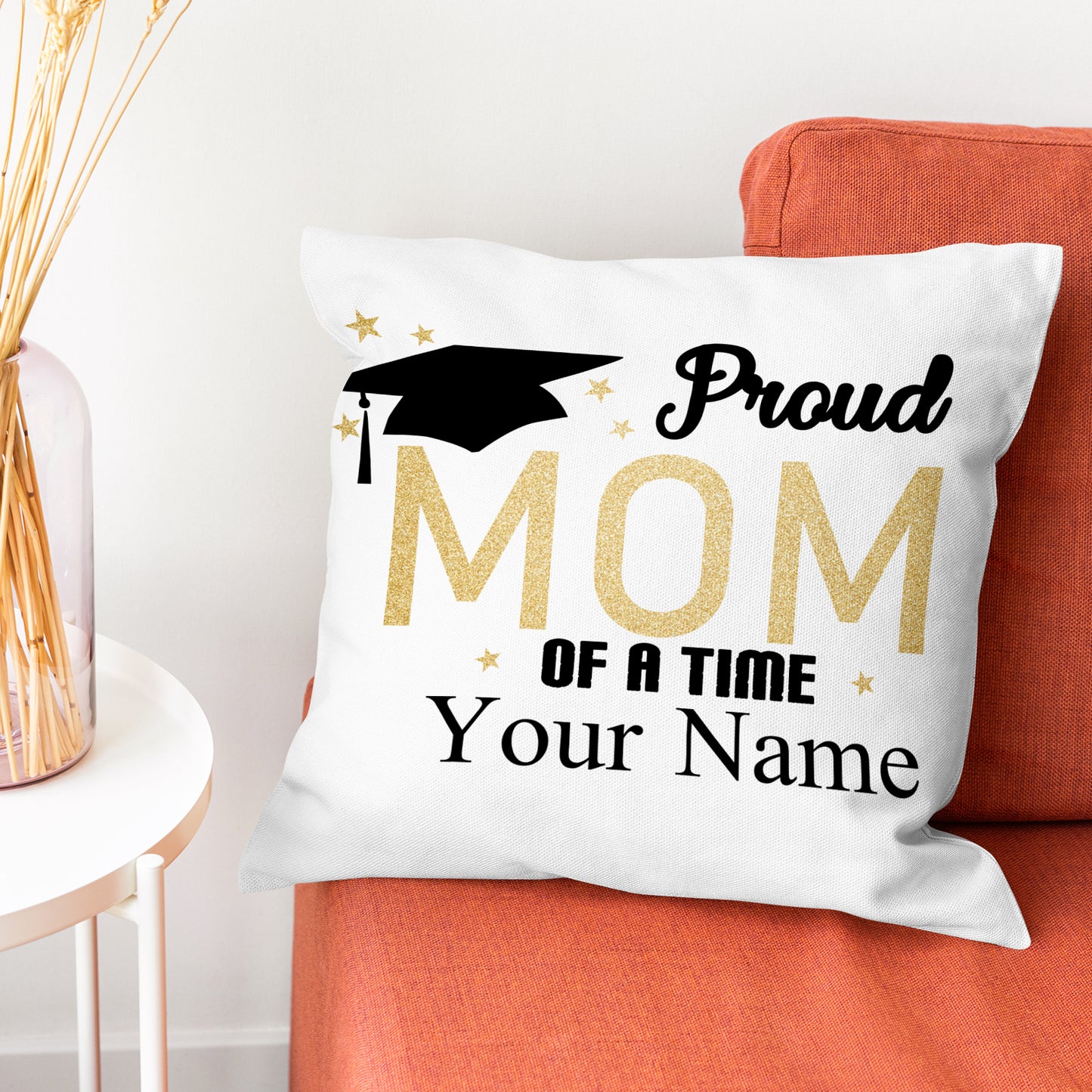 Customized Throw Pillow Cover 18"x18" (One Side) - Proud mom, Personalized gift for mom