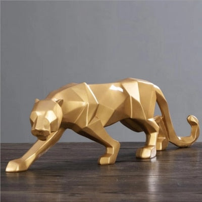 ERMAKOVA Panther Statue Geometric Style Resin Sculpture