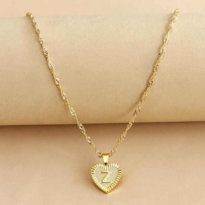 Initial Letter Heart Pendant Necklace