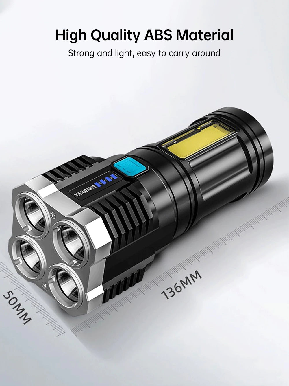 Lanterna LED Recarregável USB com Display de Bateria