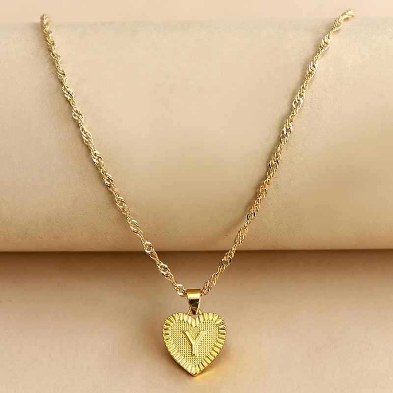 Initial Letter Heart Pendant Necklace