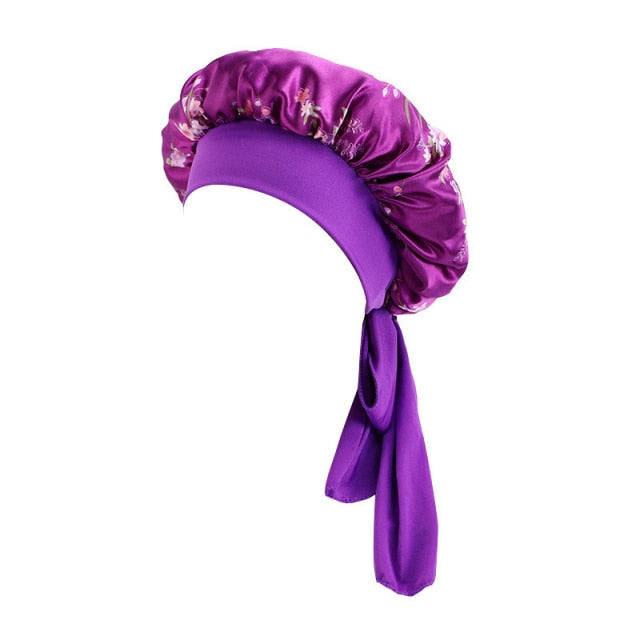 Women Satin Round Cap Sleep Hat Hair Protection Care