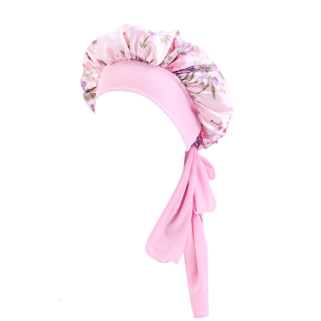 Women Satin Round Cap Sleep Hat Hair Protection Care