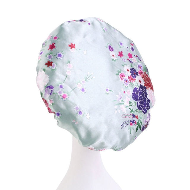 Women Satin Round Cap Sleep Hat Hair Protection Care