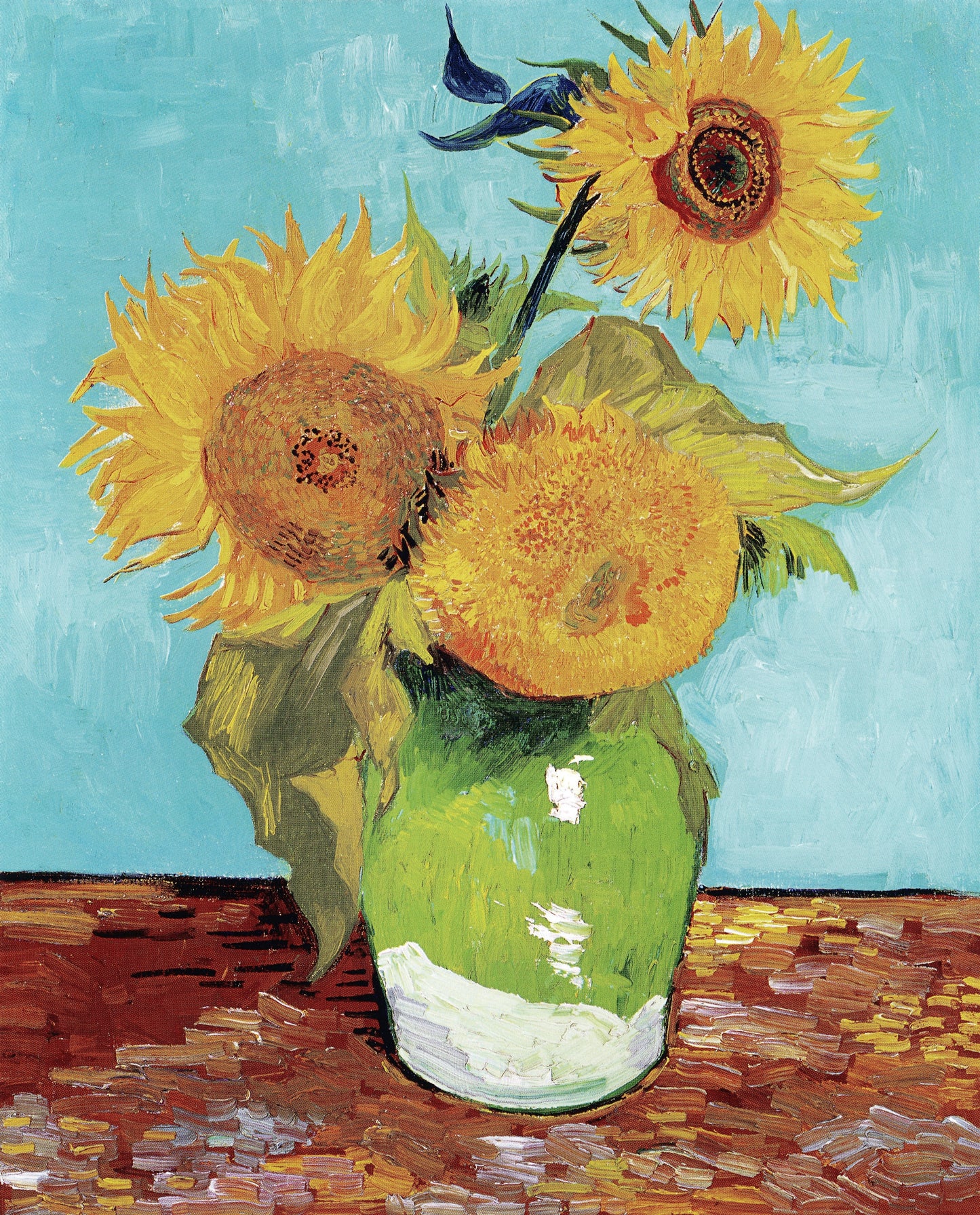 Vincent Van Gaugh vase with three sunflowers