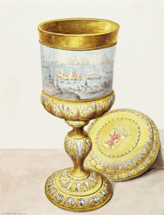 Golden cup with lid 1667(1748)by Aert Schouman